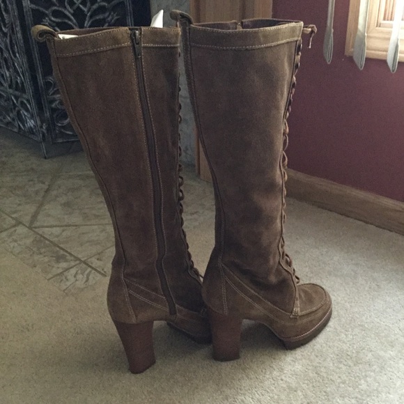 MK suede eyelet hook loop knee high platform RARE - Picture 6 of 16